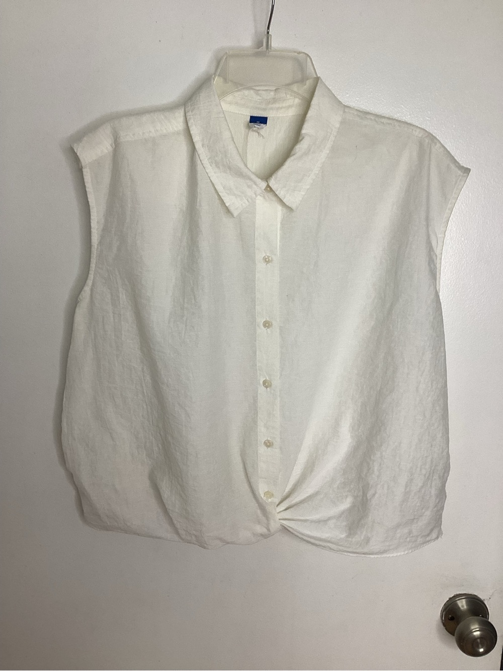 Old Navy White Sleeveless Button-Front Linen Blend M